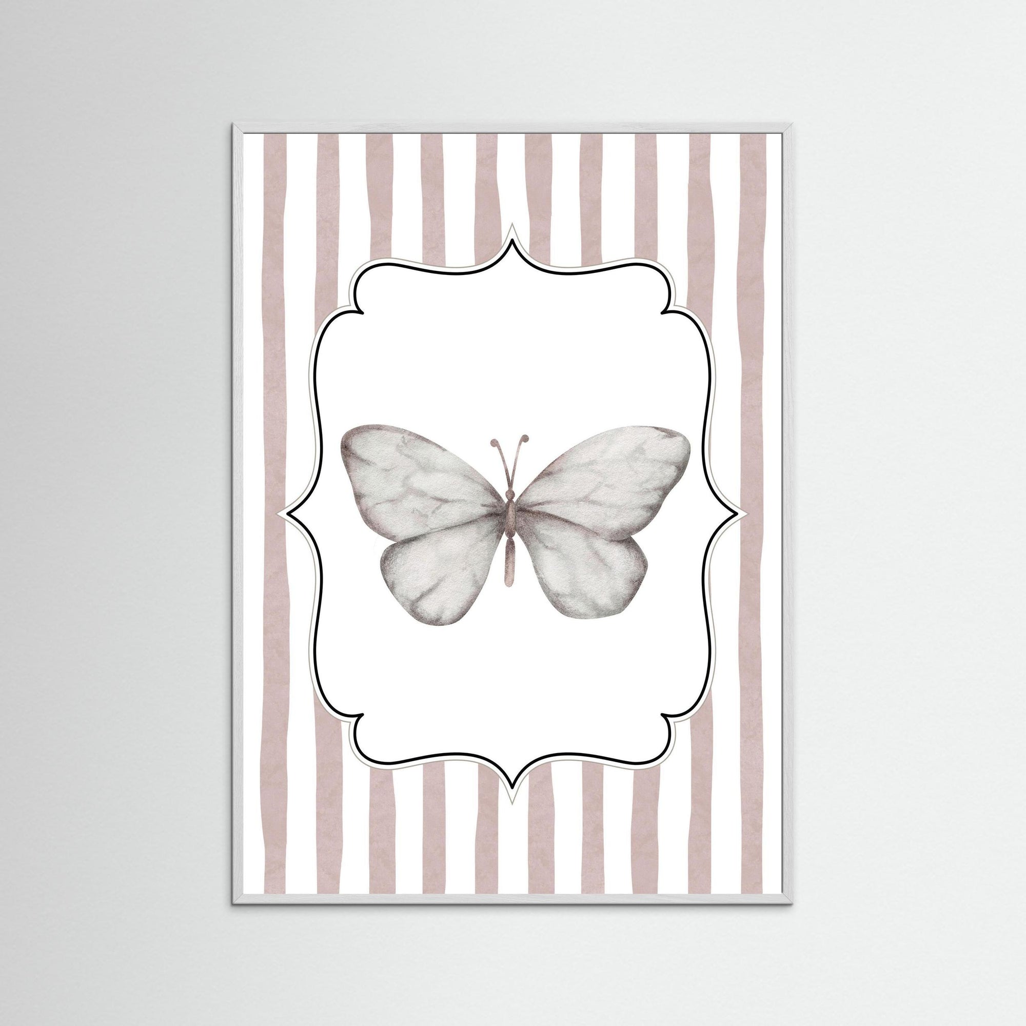 Butterfly Art Print | Children's Room &amp; Nursery Wall Art White Wood