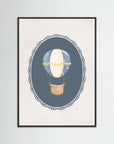 Blue Balloon Wall Art Print | Boys Room & Nursery Decor Black Wood