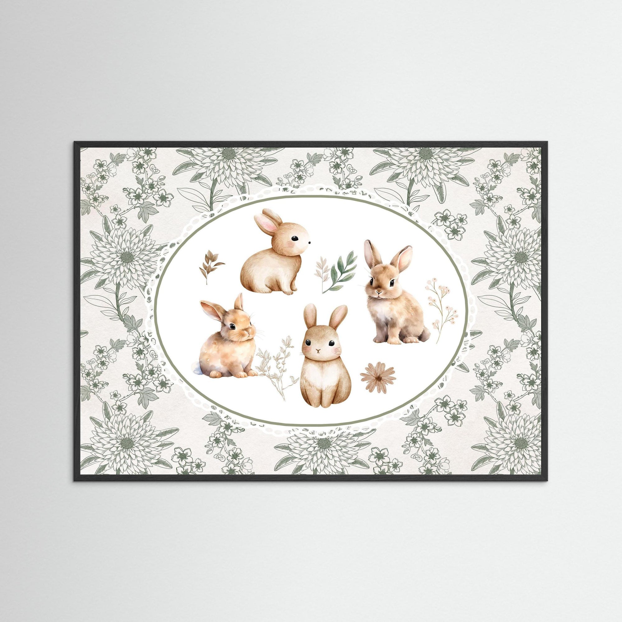 Bunny Wall Art | Kids Room & Nursery Decor Black Wood No border