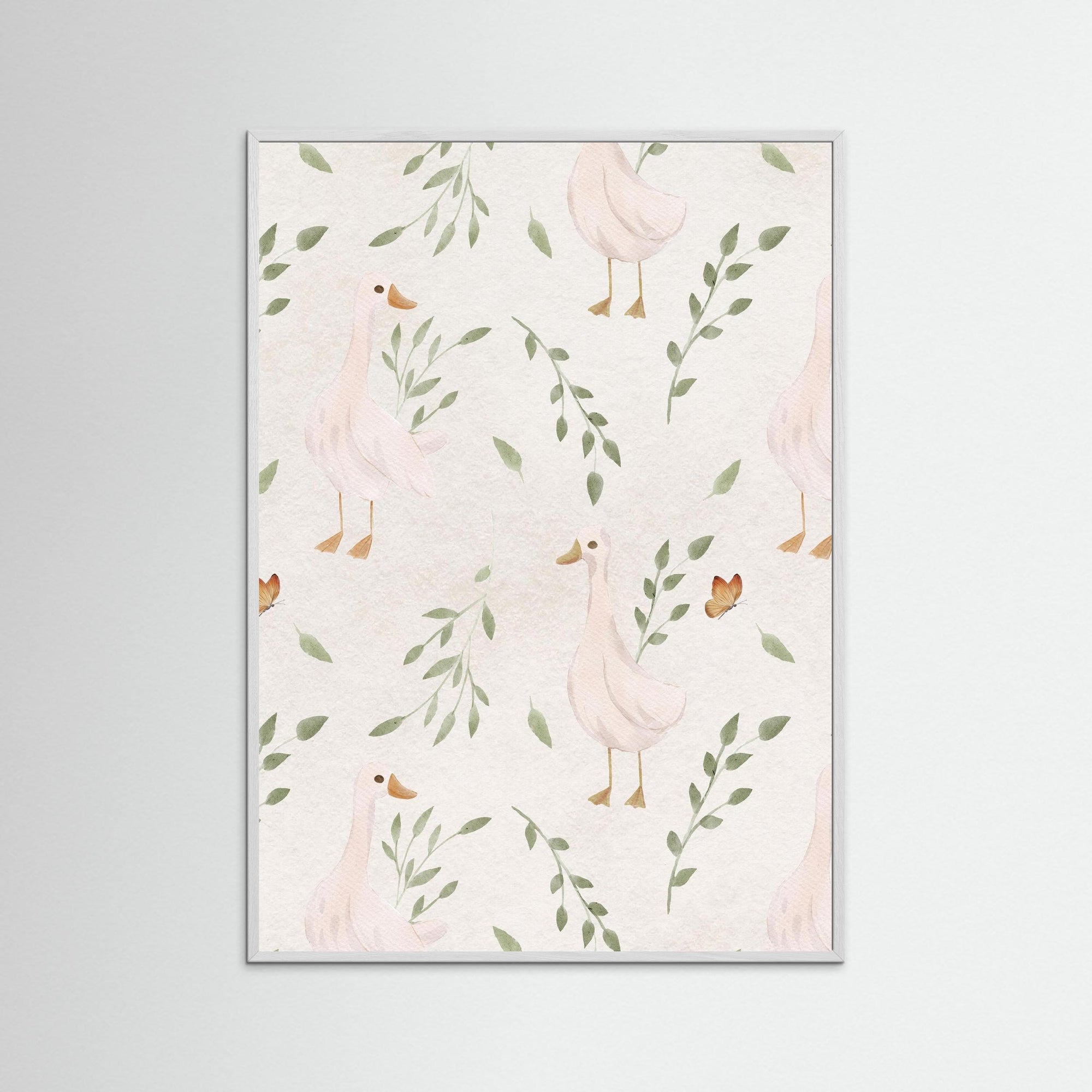 Goose Illustration | Children's Room Decor White Wood