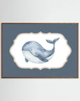 Blue Whale Watercolor Art | Kids Room & Nursery Decor Oak Dark