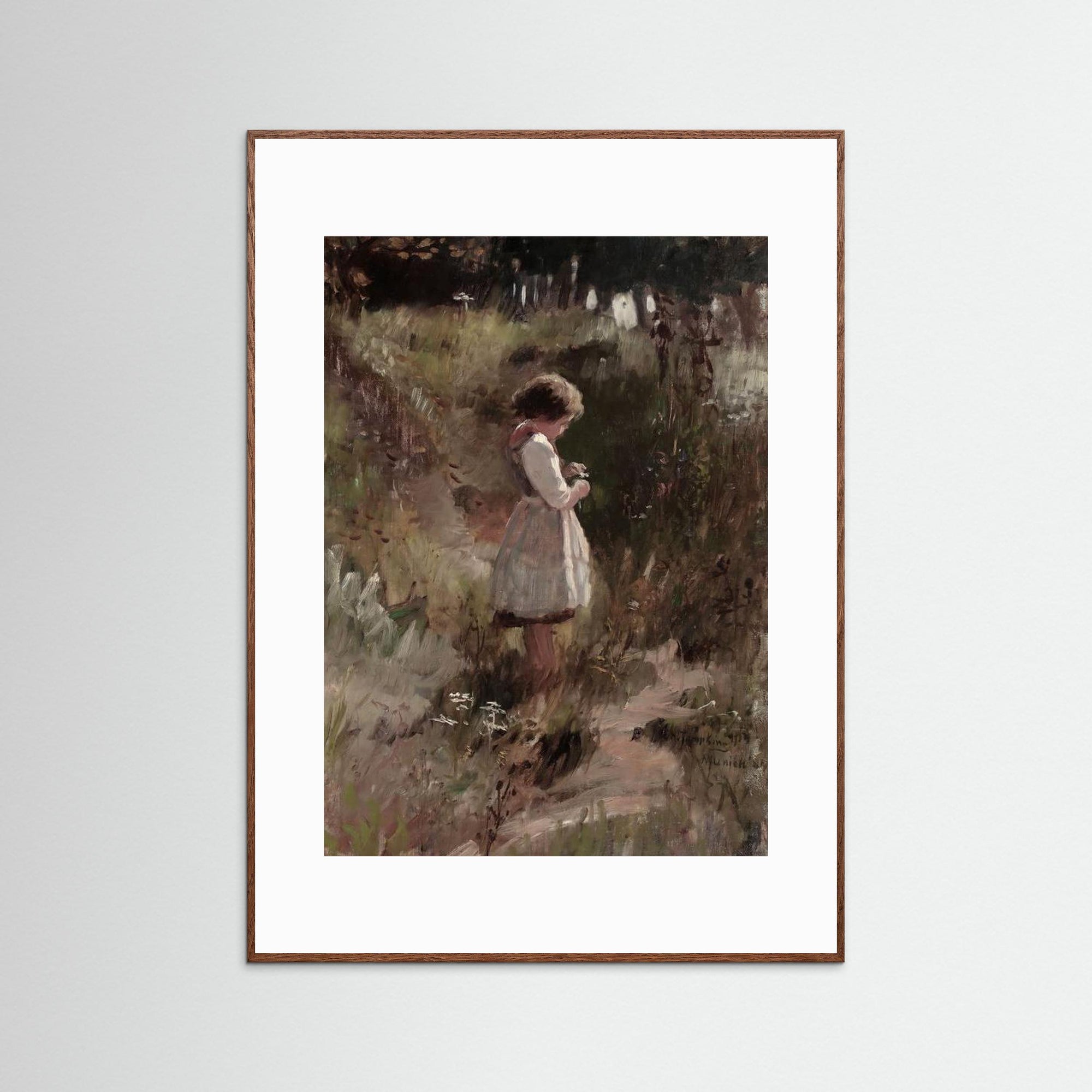 Among the Wildflowers Art Print Oak Dark White