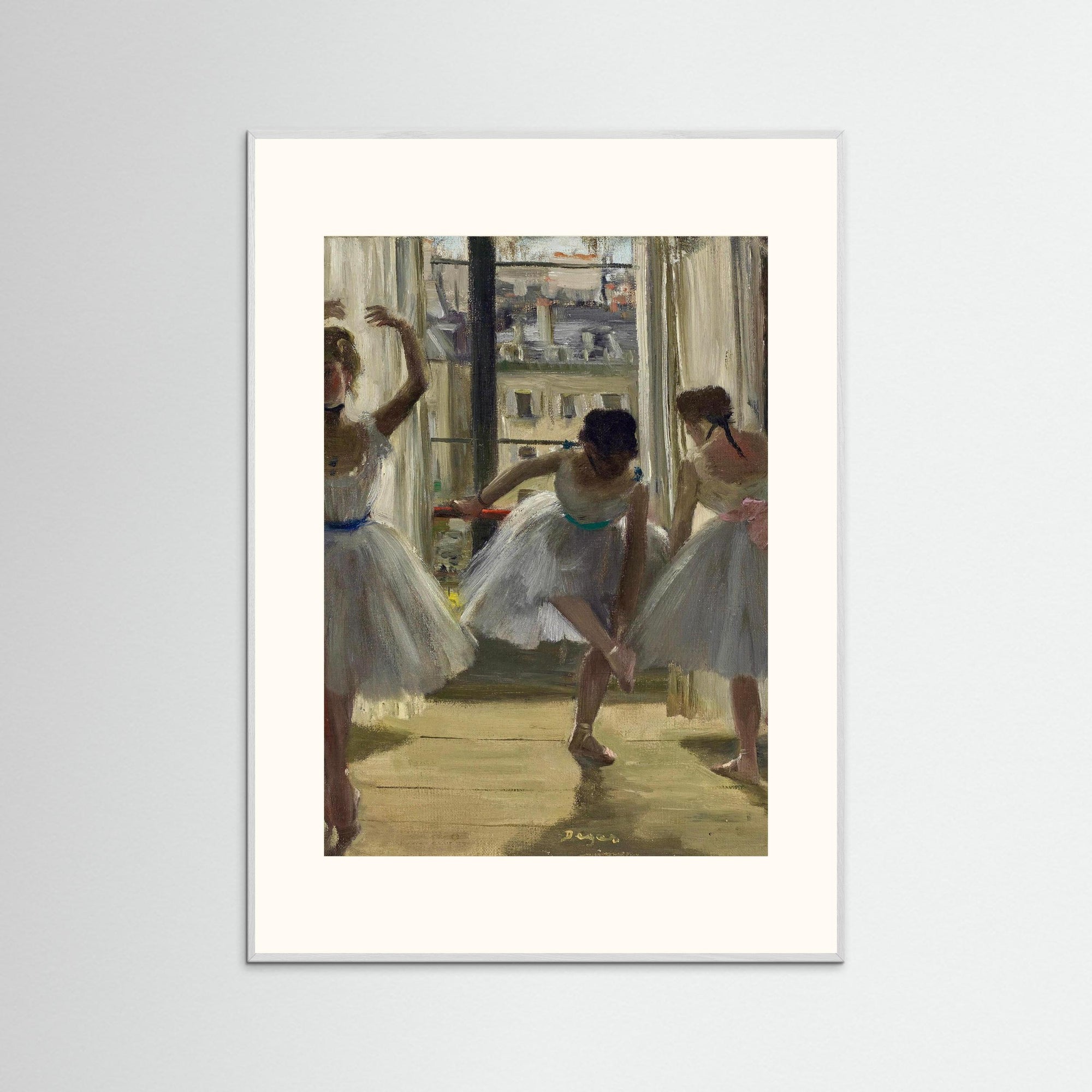 Three Dancers in an Exercise Hall by Edgas Degas White Wood Freja