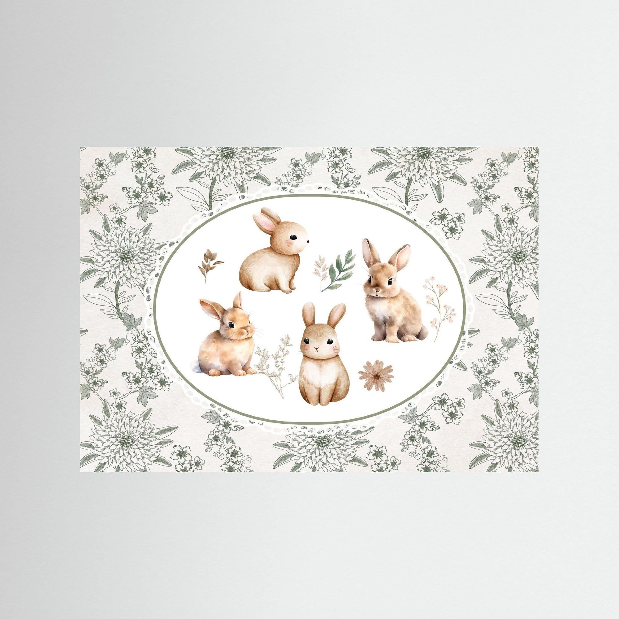 Bunny Wall Art | Kids Room & Nursery Decor No Frame No border