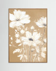 Neutral White Flowers Floral Art Print Oak Nature No border