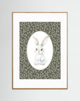 Bunny Green Botanical Art Print | Children's Room & Nursery Wall Art Oak Nature White