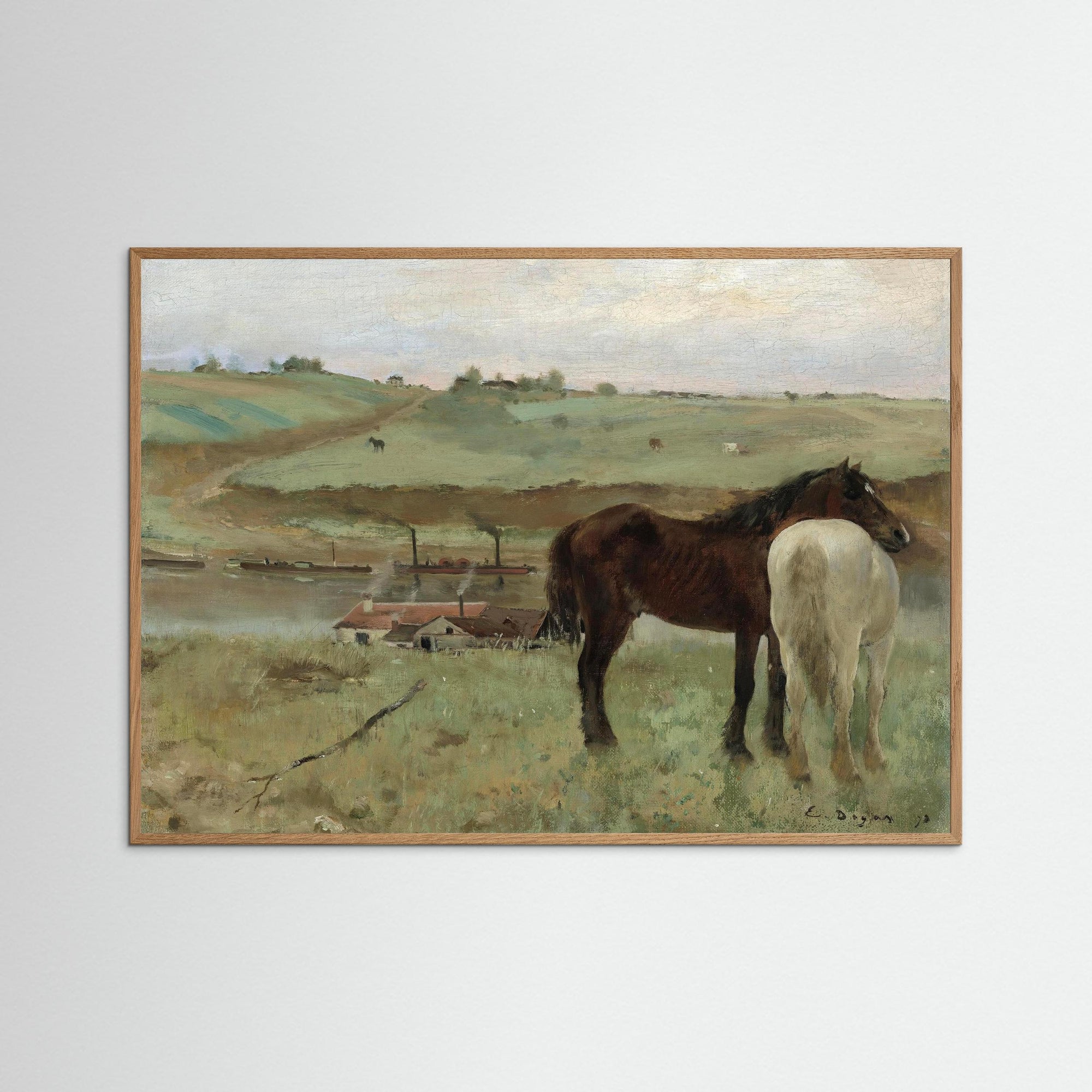 Timeless Equestrian Landscape Fine Art Print Oak Nature No border
