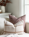 Kay Floral Block Printed Pillow Cover | Rust