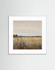 Neutral Field Landscape Art Print White Wood White