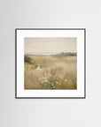 Countryside Wildflower Gathering Fine Art Print Black Wood White