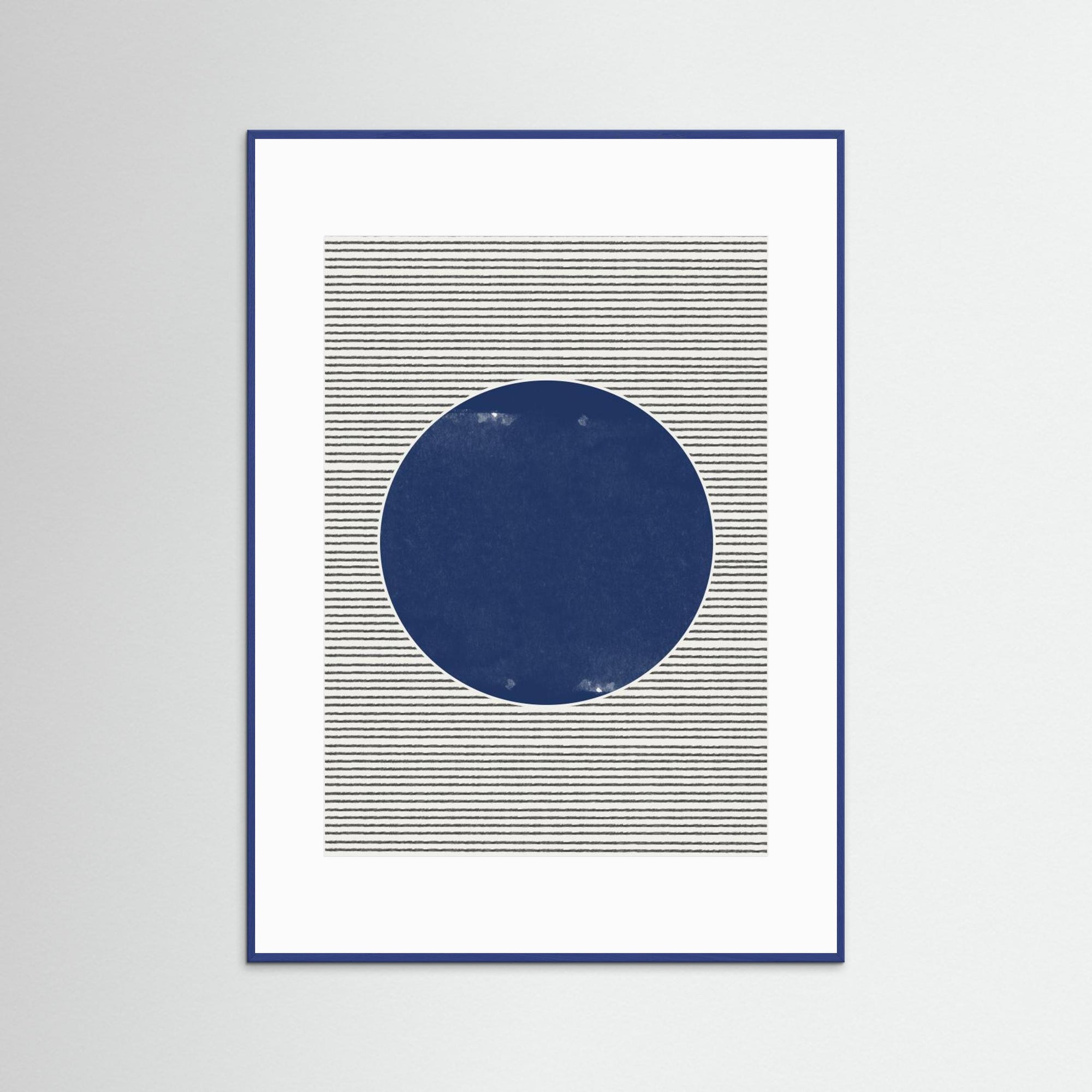 Watercolor Circle and Stripes by The Miuus Studio Blue Wood White