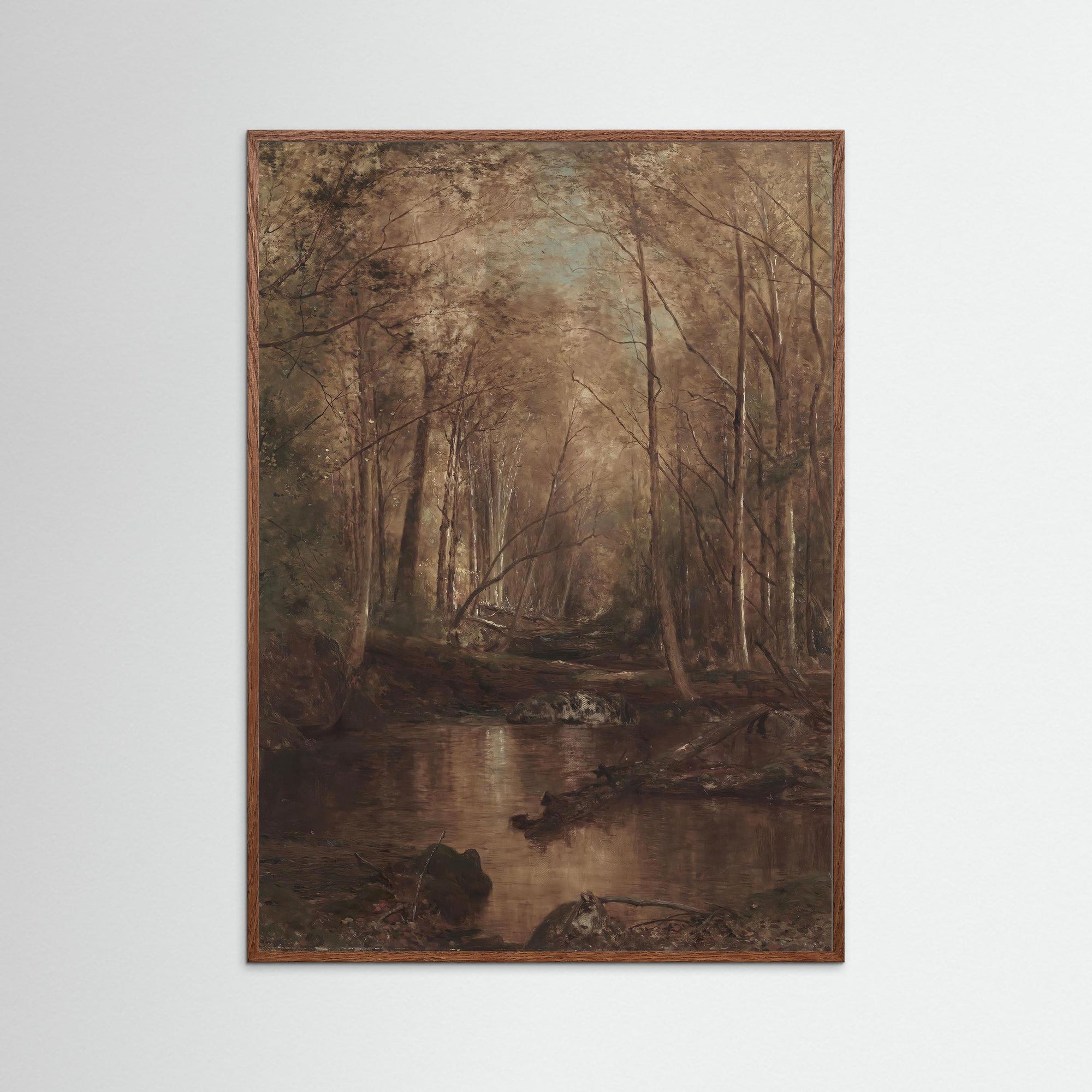 Woodland Creek Landscape Fine Art Print Oak Dark No border
