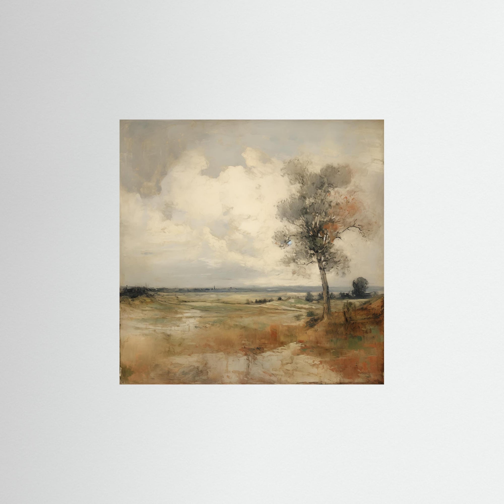 Soft Neutral Field Landscape Art Print No Frame No border