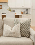 Fiora Floral Block Printed Pillow Cover | Olive Green