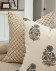 Etta Floral Block Printed Pillow Cover | Blue, Green
