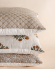 Arlet Floral Block Printed Pillow Cover | Light Brown