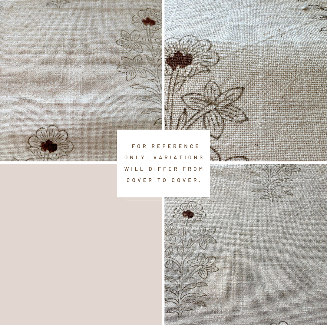 ** ARTISAN VARIATION ** Ella Floral Block Printed Pillow Cover | Lumbar