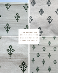 ** ARTISAN VARIATION ** Mia Floral Block Printed Pillow Cover | Forest Green