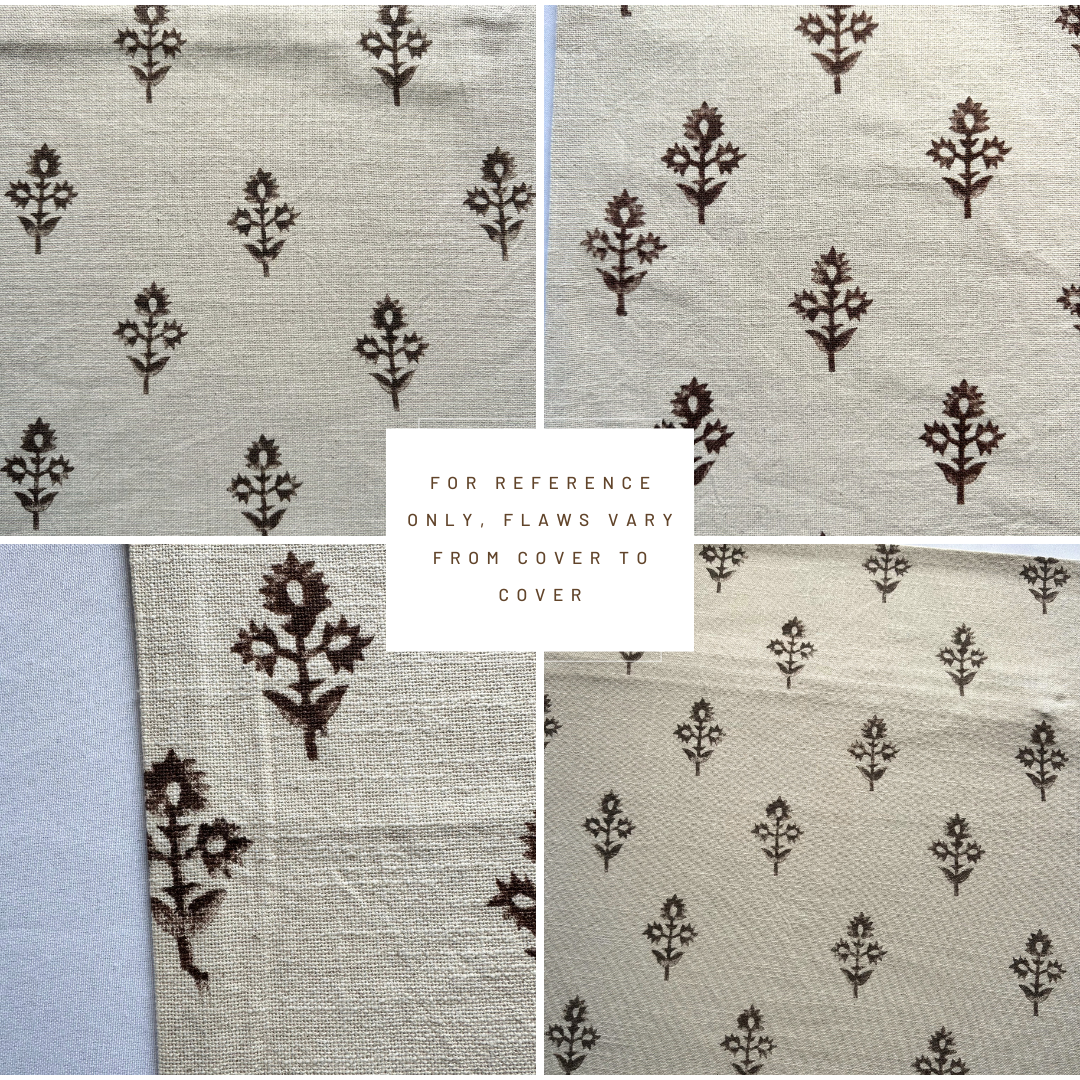 **FLAWED** Mia Floral Block Printed Pillow Cover | Brown