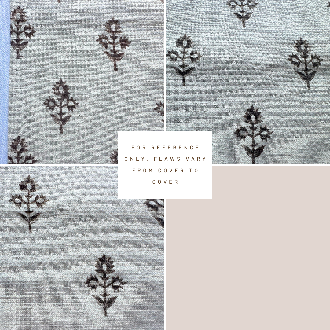 **FLAWED** Mia Floral Block Printed Pillow Cover | Brown | Lumbar