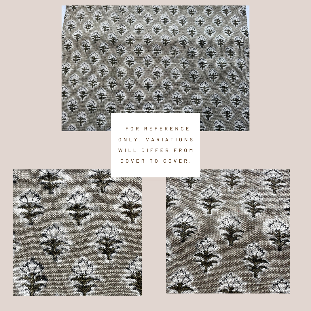 ** ARTISAN VARIATION ** Rhea Floral Block Printed Pillow Cover | Mustard | Lumbar
