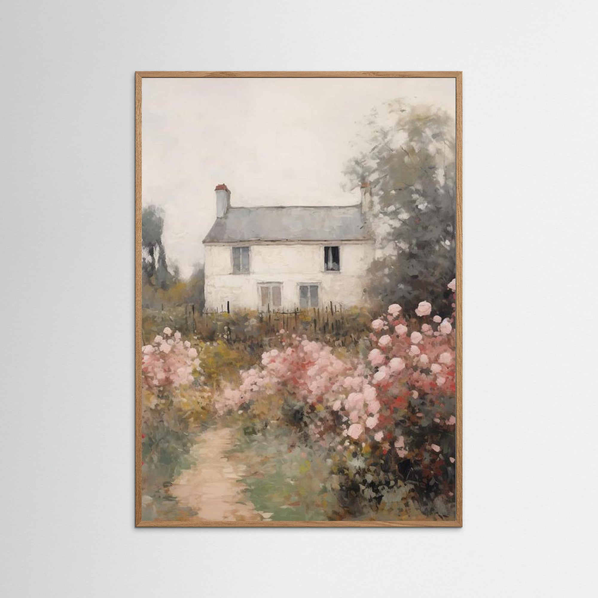 Rustic Cottage Landscape Fine Art Print Oak Nature No border