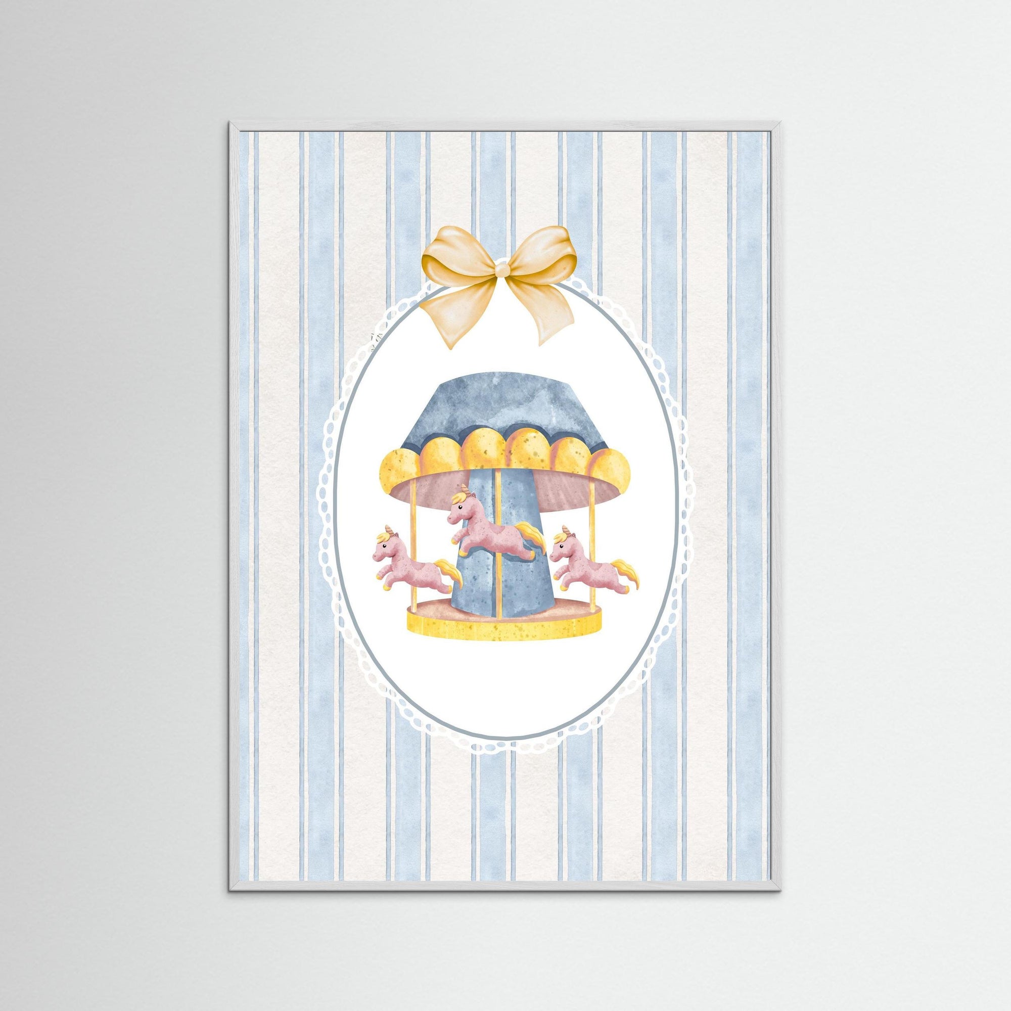 Merry-Go-Round Art Print | Children's Room &amp; Nursery Wall Art White Wood