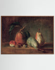 Pears Still Life Painting Art Print Oak Dark No border