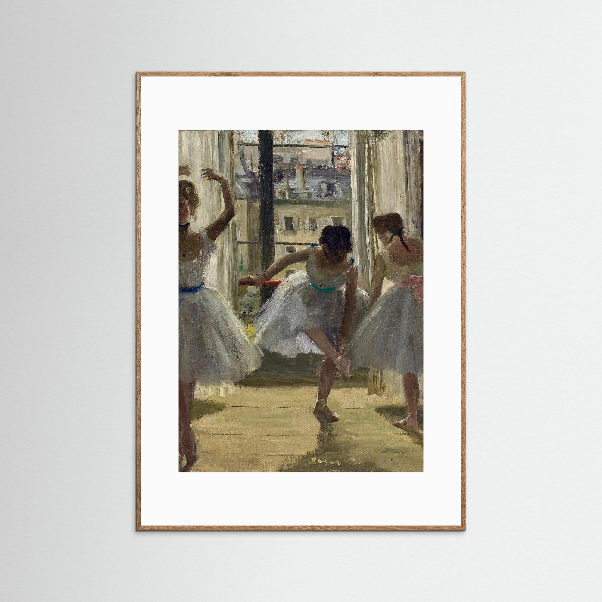 Three Dancers in an Exercise Hall by Edgas Degas Oak Nature White