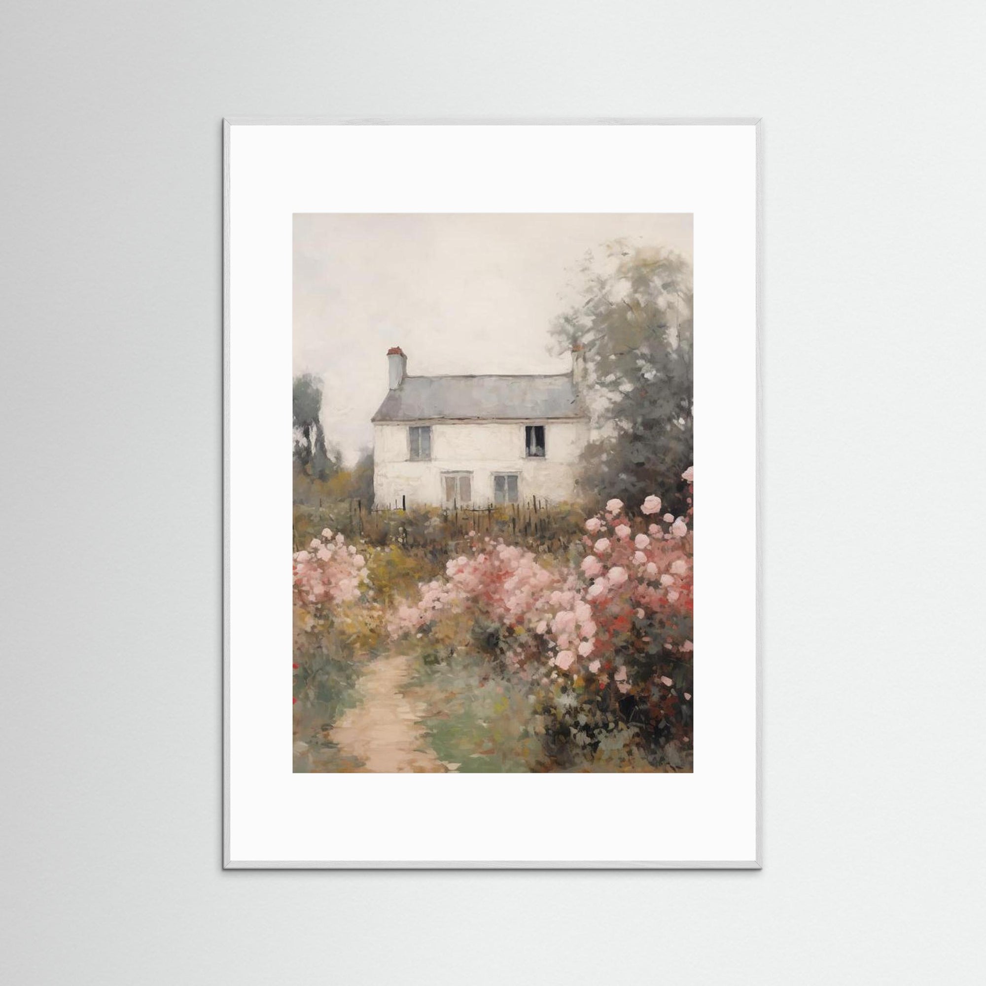 Rustic Cottage Landscape Fine Art Print White Wood White
