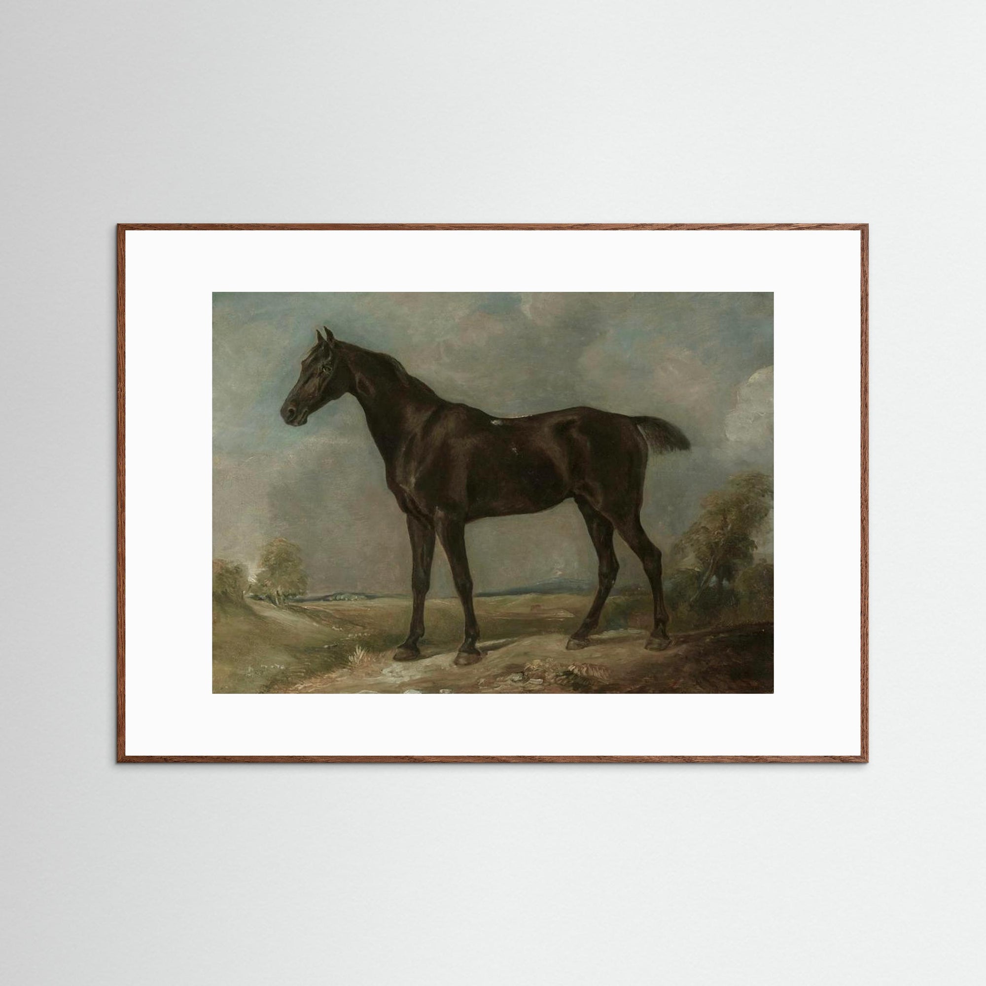 Horse Art Print Oak Dark White
