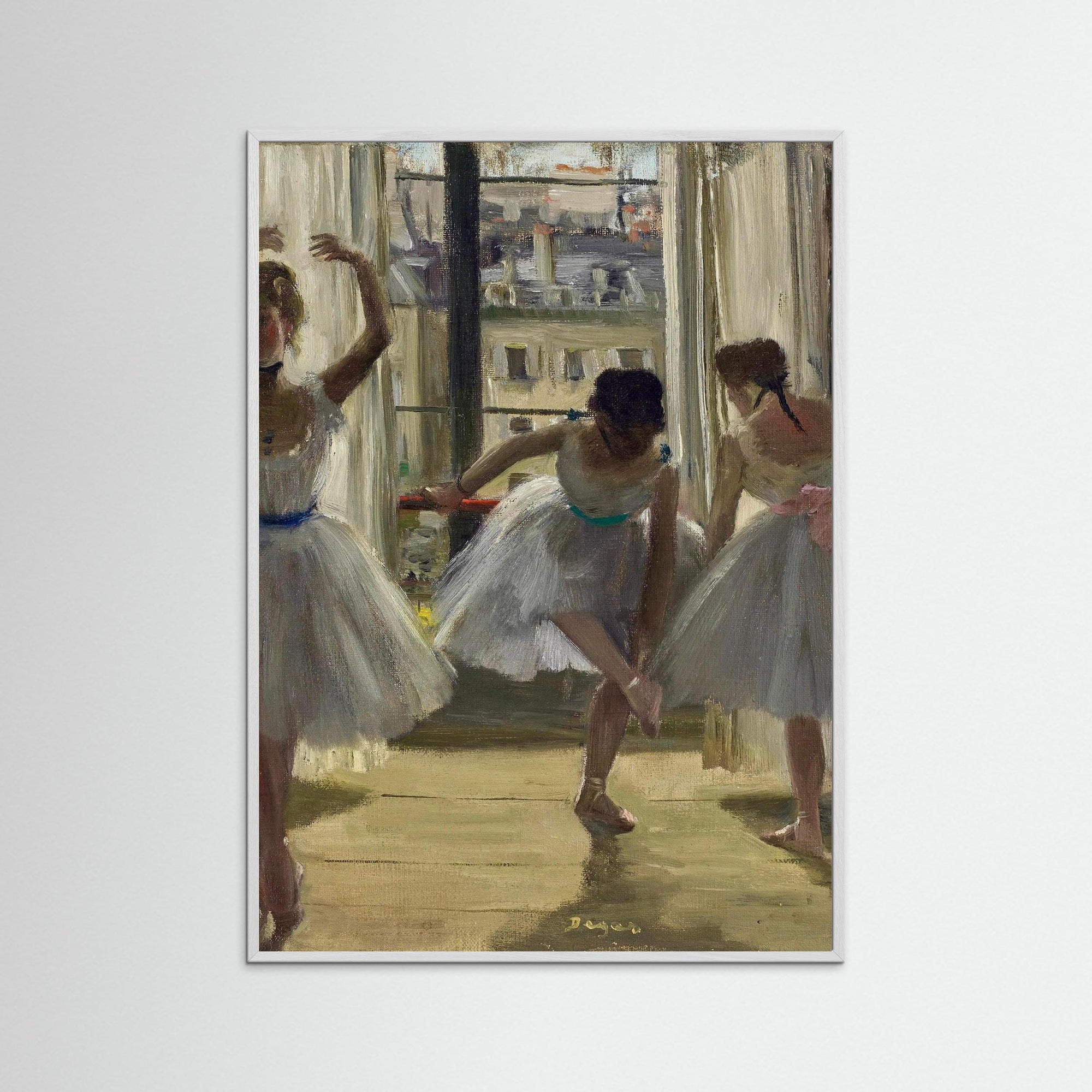 Three Dancers in an Exercise Hall by Edgas Degas White Wood No border