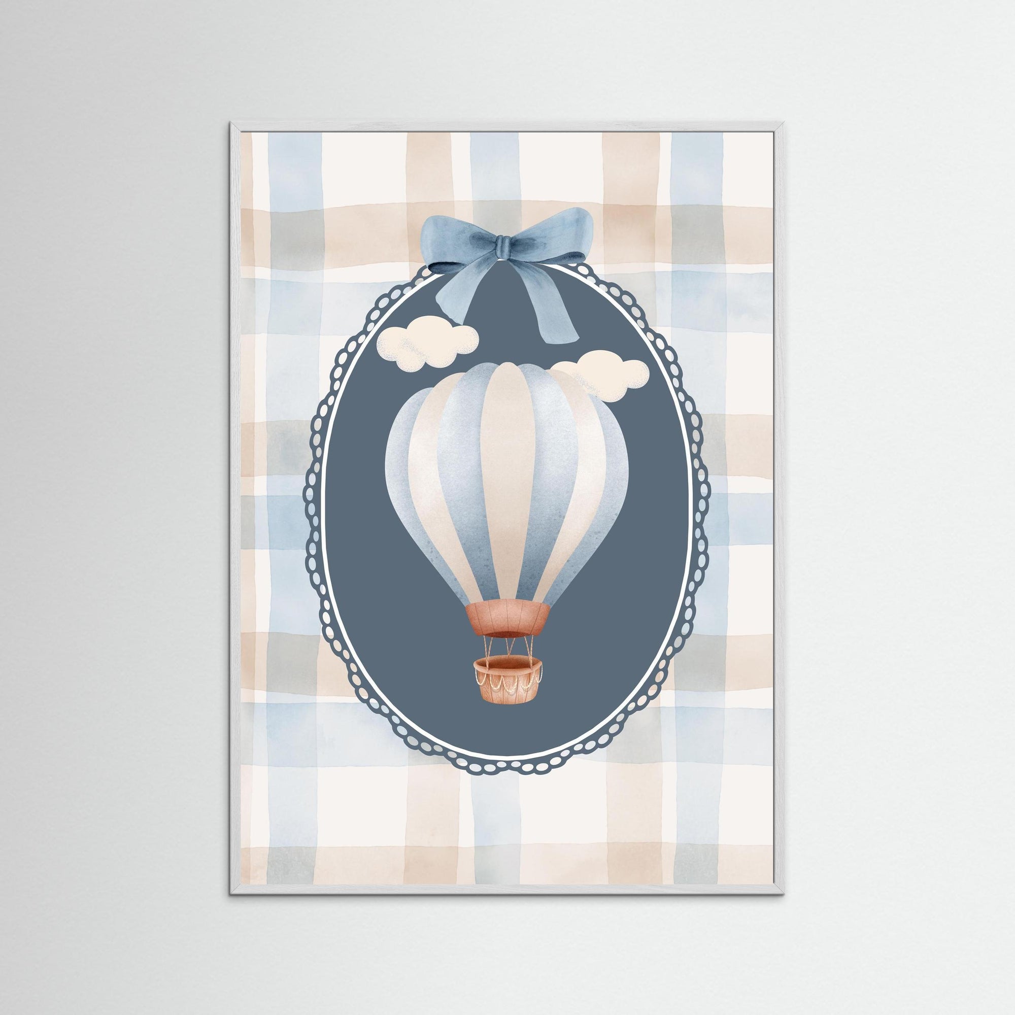 Hot Air Balloon Wall Art | Baby Boy Nursery Decor White Wood