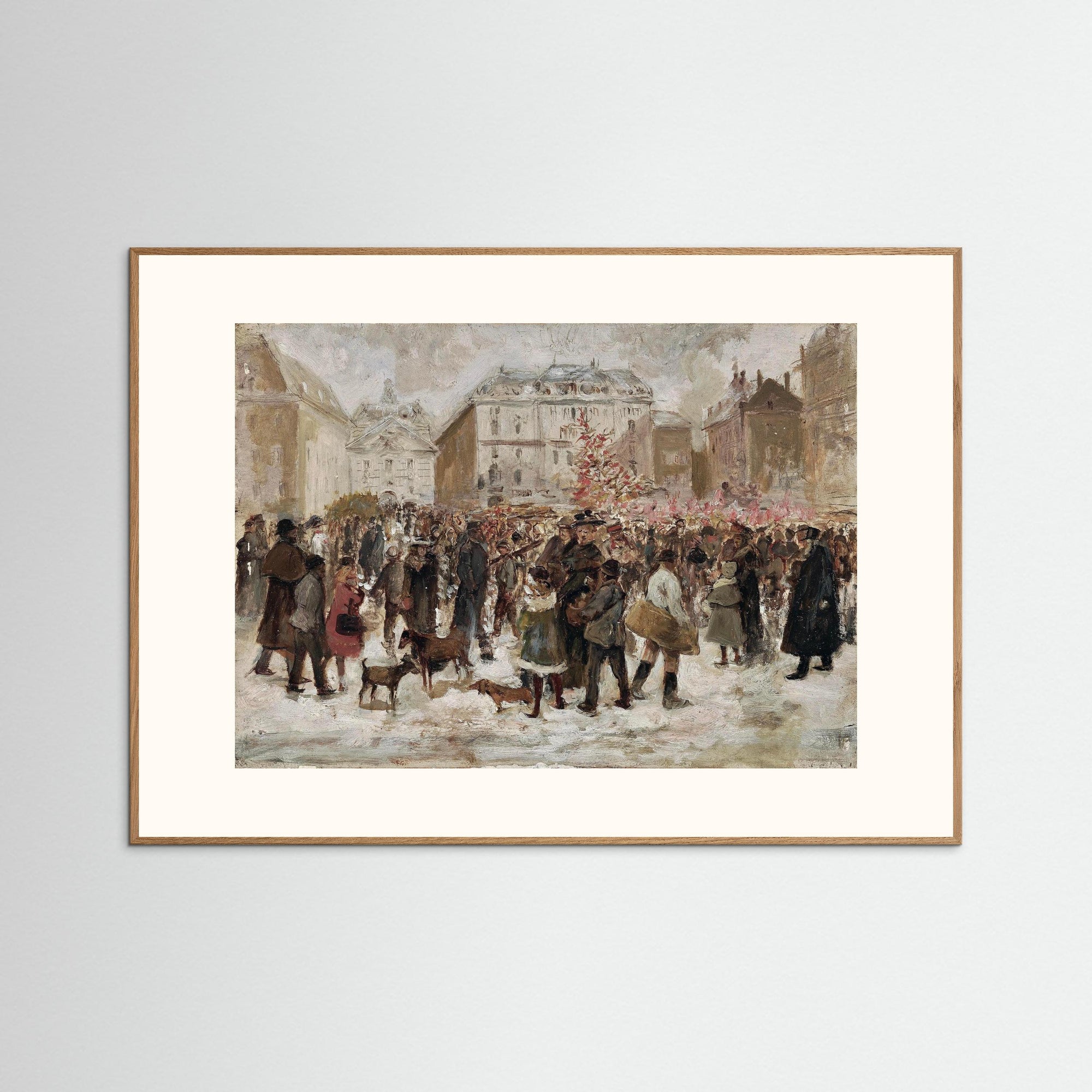 Vintage Parisian Street Scene Art Print Oak Nature Freja
