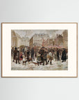 Vintage Parisian Street Scene Art Print Oak Nature Freja