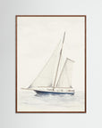 Sailboat Wall Art Print Oak Dark No border