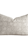 Dahlia Floral Block Printed Pillow Cover | Greige | Lumbar