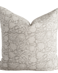 Dahlia Floral Block Printed Pillow Cover | Greige