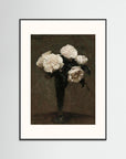 White Floral Vase Art Print Black Wood Freja
