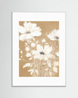 Neutral White Flowers Floral Art Print White Wood White