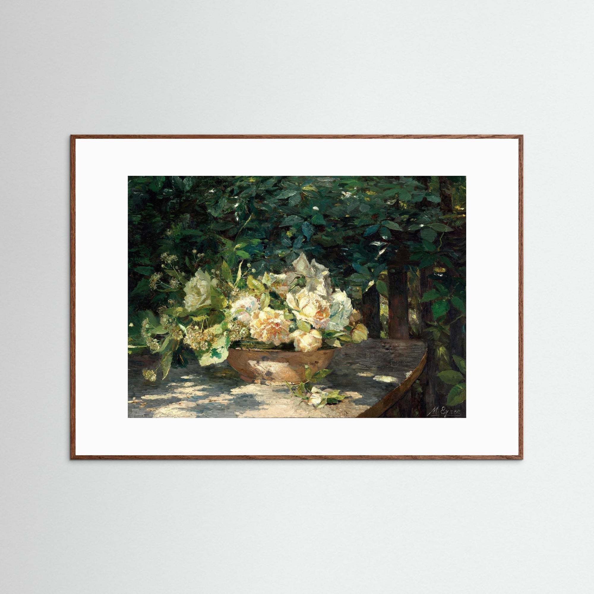 Garden Gathering Floral Artwork Oak Dark White