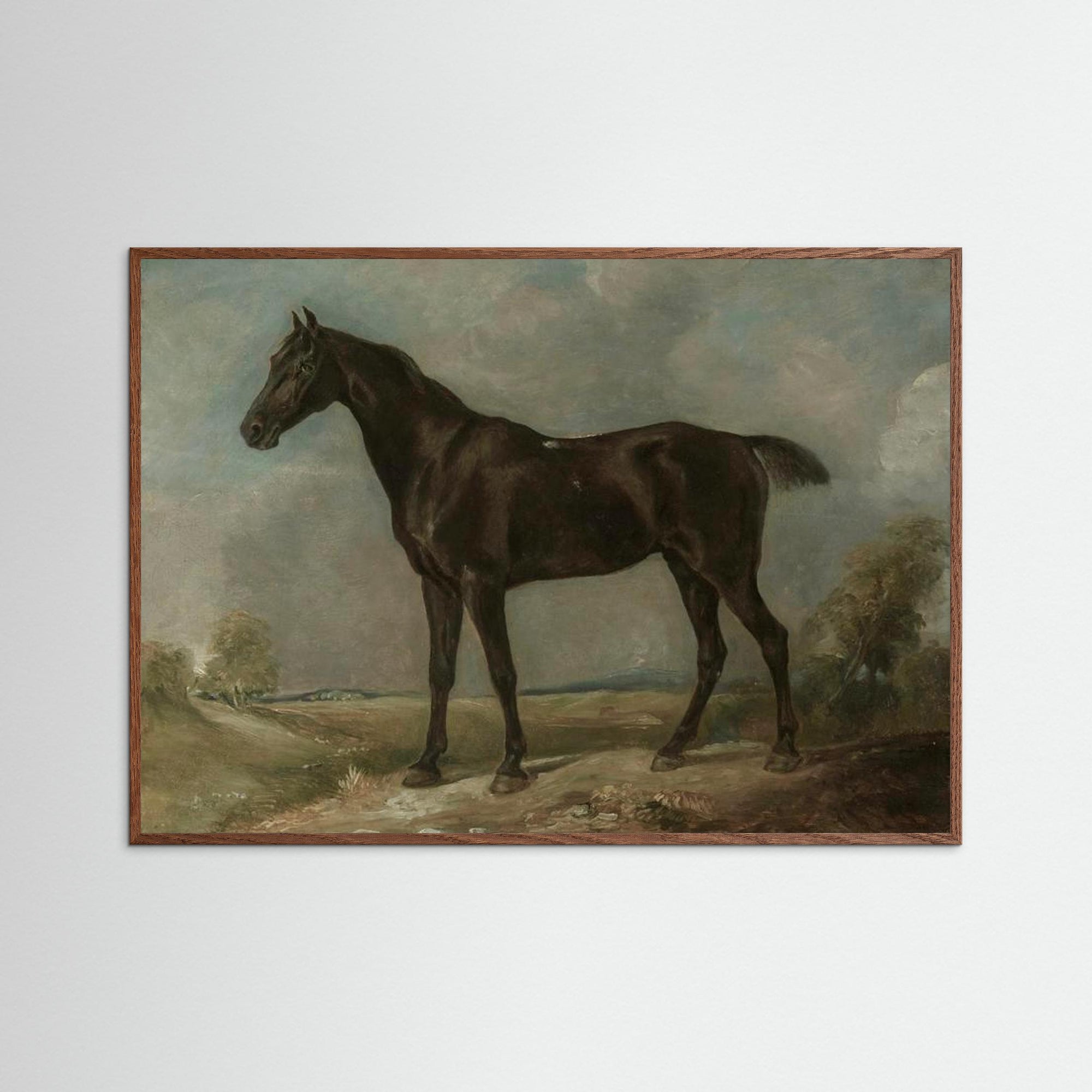 Horse Art Print Oak Dark No border