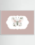Butterfly Pink Art Print | Children's Room & Nursery Wall Art White Wood