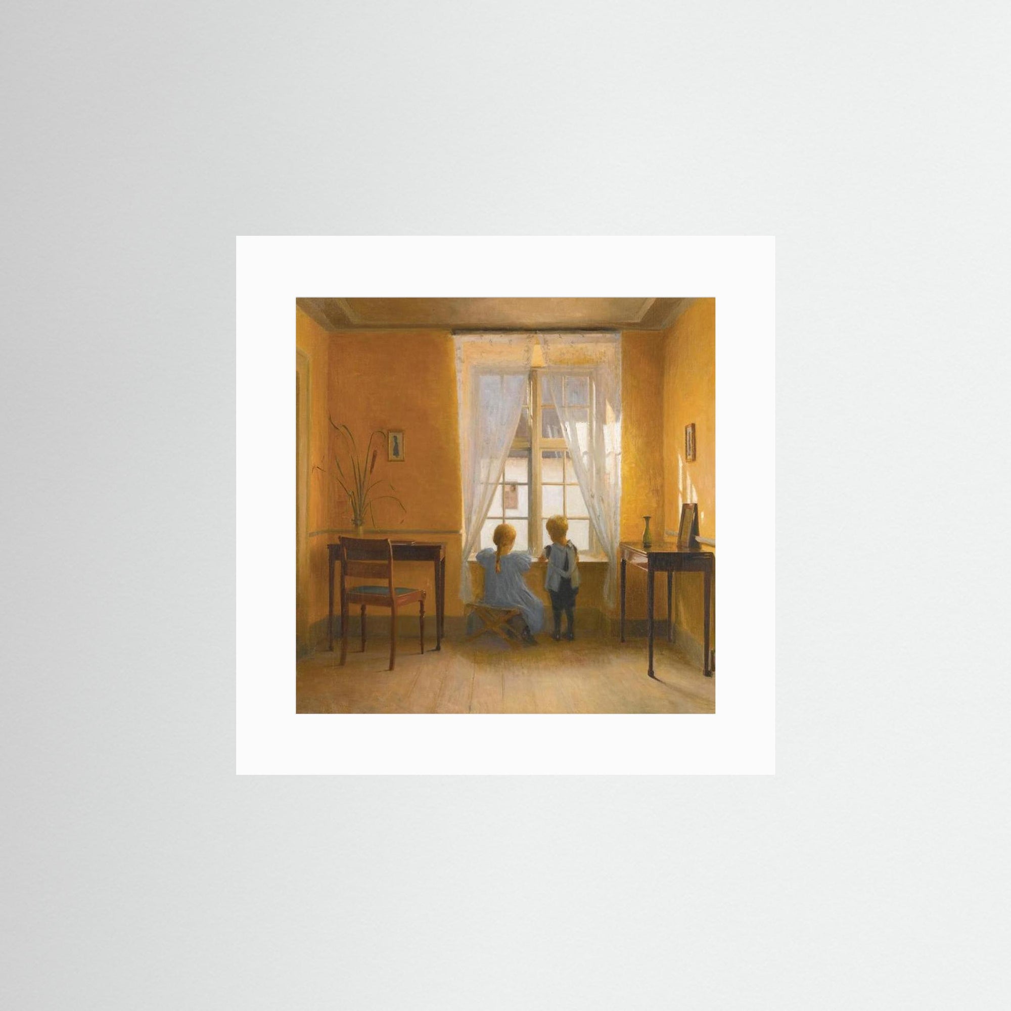 Timeless Childhood Window Scene Artwork 50 x 50 cm 19 x 19″ No Frame White