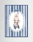 Bunny Illustration | Boys Room & Nursery Wall Decor Blue Wood