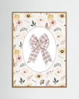 Pink Gingham Bow Wall Art | Girls Bedroom & Nursery Decor Oak Nature