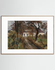 Cottage Landscape Art Print Oak Nature White