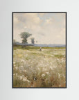 Countryside Field Landscape Art Print Black Wood No border