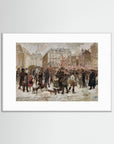 Vintage Parisian Street Scene Art Print White Wood White