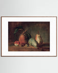 Pears Still Life Painting Art Print Oak Dark White